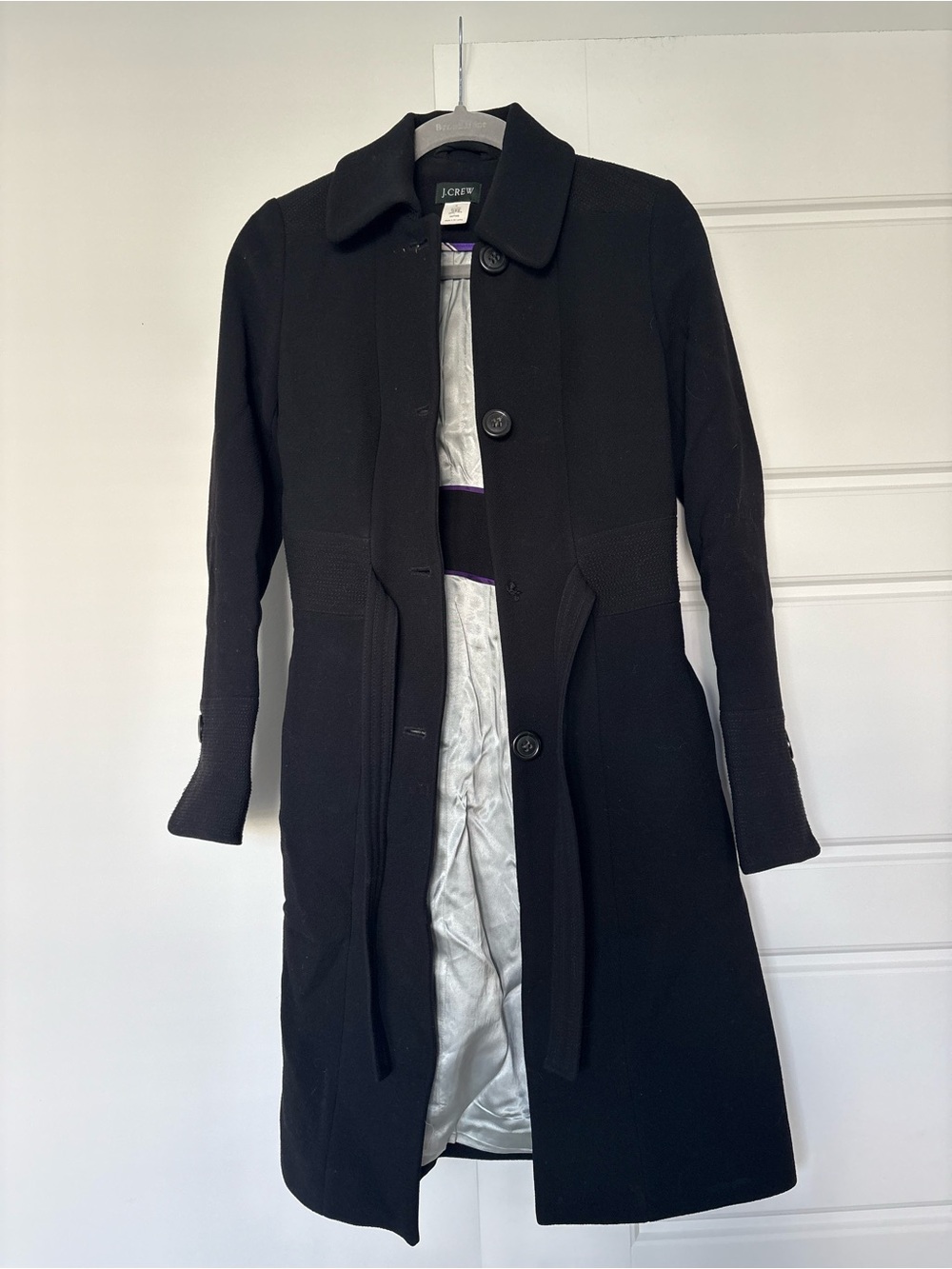 J. Crew Black Wool Trench Coat